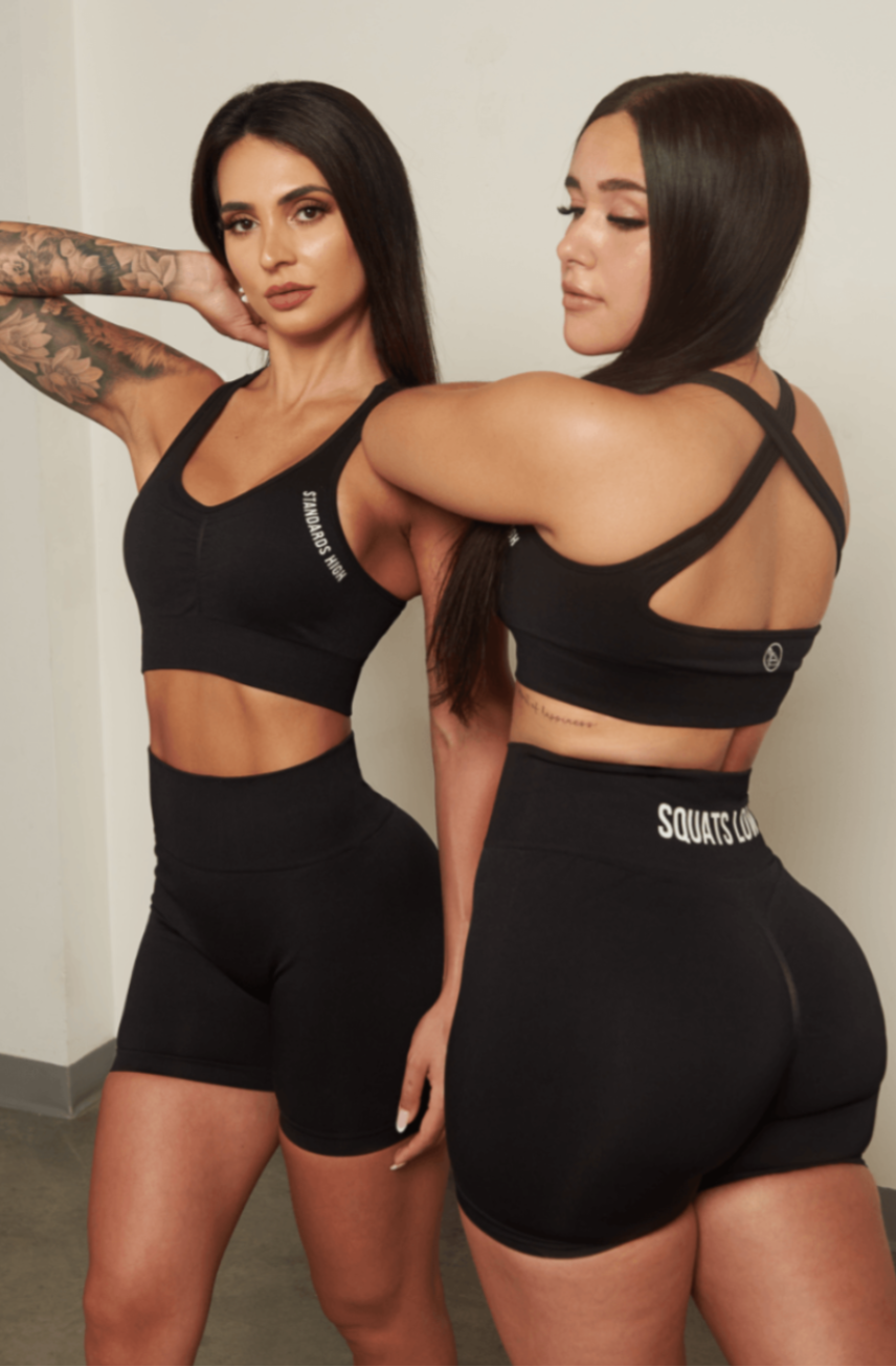 Keep your Standards High & Squats Low & stand the f*ck out out in the weight room in our Black Standards High Seamless Scrunch Sports Bra