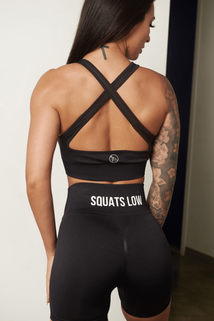 Keep your Standards High & Squats Low & stand the f*ck out out in the weight room in our Black Standards High Seamless Scrunch Sports Bra