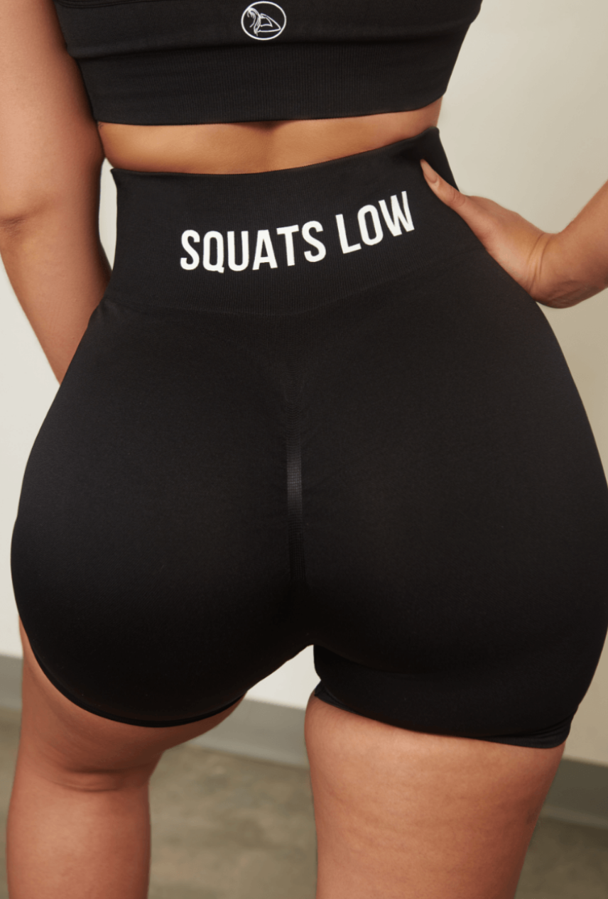 Keep your Standards High & Squats Low & stand the f*ck out out in the weight room in our Black Squats Low Seamless Scrunch Shorts