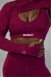 Contour Luxe Cropped Hoodie- Cranberry