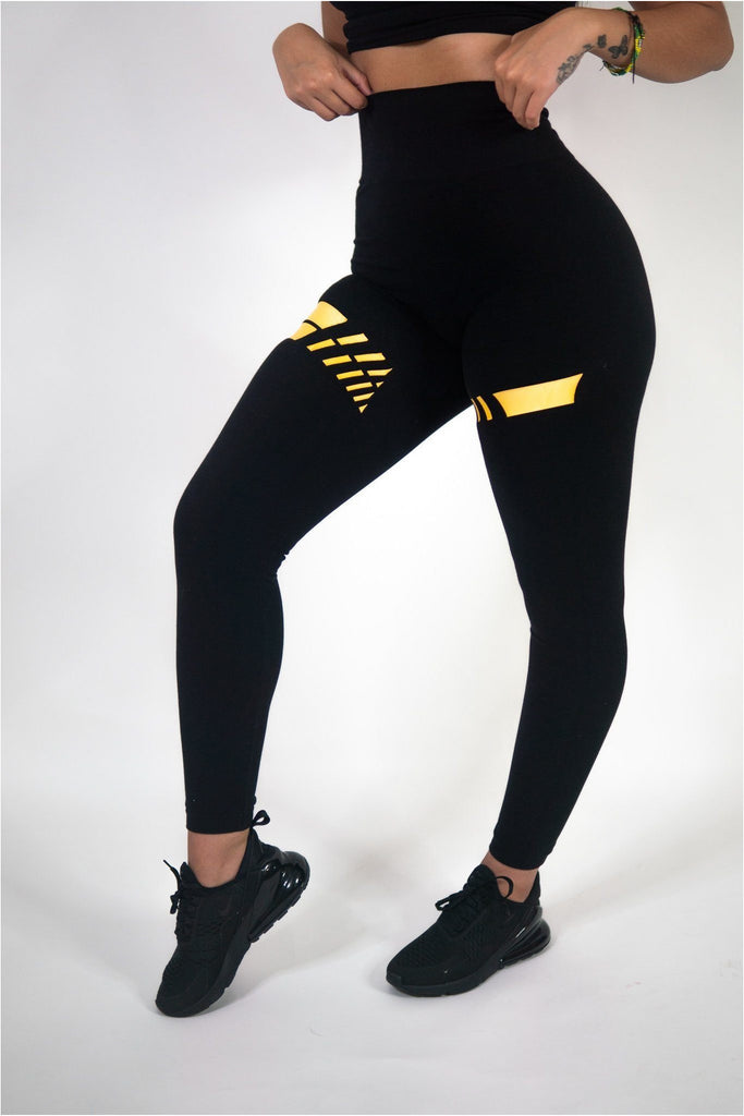 Girls black clearance and gold leggings