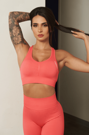 Keep your Standards High & Squats Low & stand the f*ck out out in the weight room in our Coral Standards High Seamless Scrunch Sports Bra
